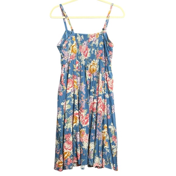 Torrid Dress Challis Sweetheart 1X Blue Floral Pockets Midi  Fit Flare Cottage - Picture 2 of 9